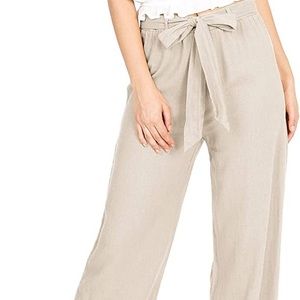 Ambiance Apparel Women's Juniors Wide Leg Spring Linen Pants
